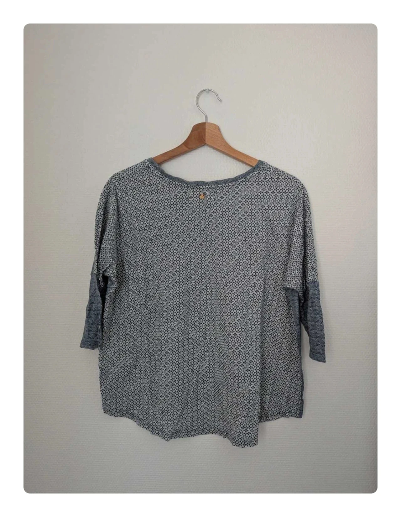 Blusa fluida Bonobo Jeans - Padrão geométrico azul/branco - Tamanho S (Muito bom estado) – photo 2
